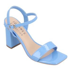 Journee Collection Women's Tivona Square Toe Block Heel Sandals Blue Size 9 W